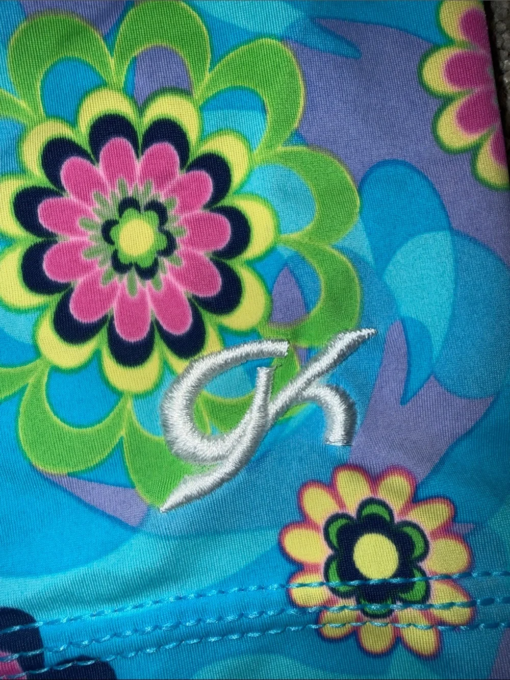 Bright Floral Fun Gymnastics Childs Shorts Very Size Adjustable